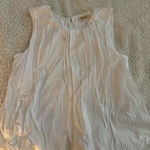 Madewell White Pleated Sleeveless top